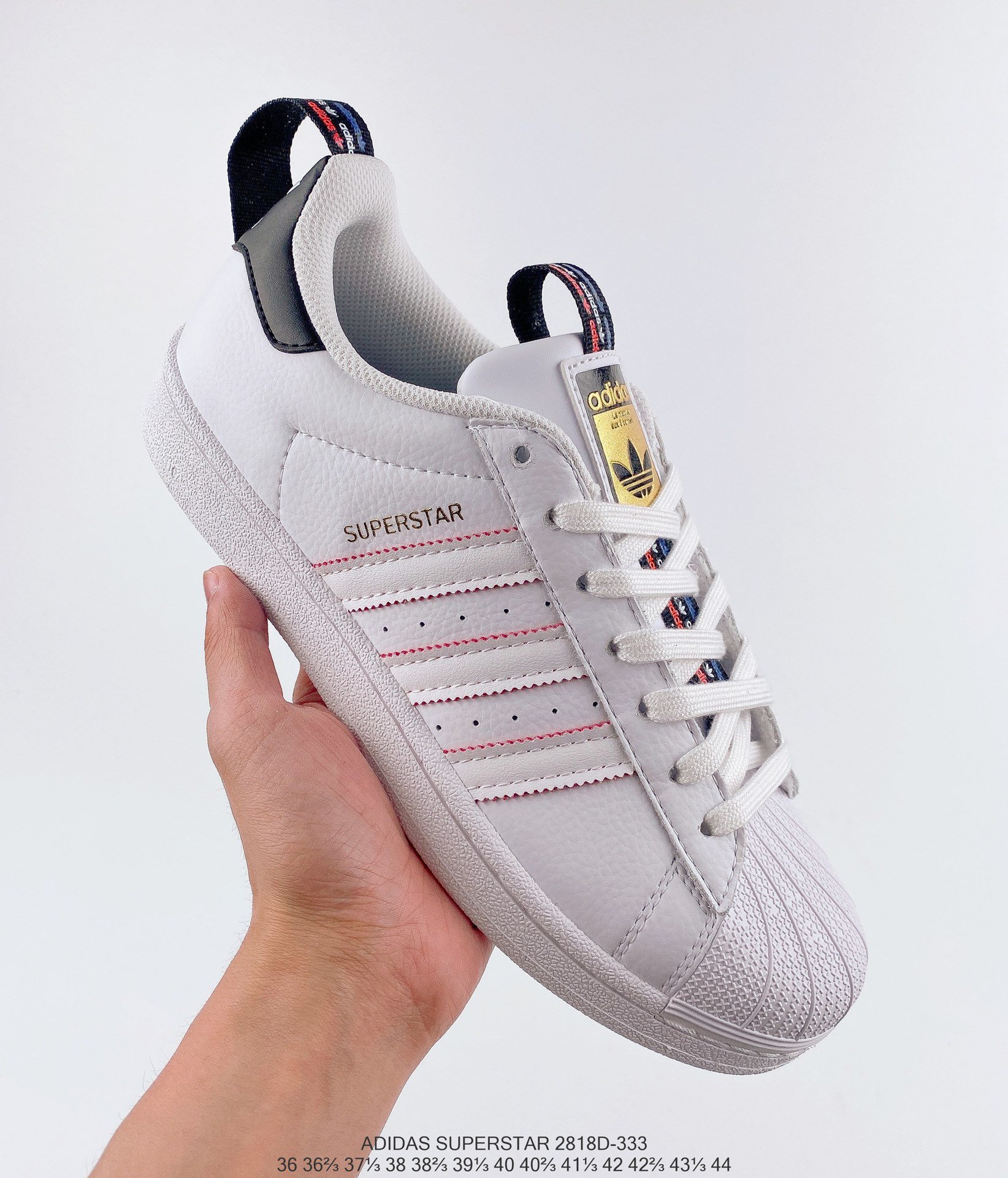 阿迪达斯adidas superstar ii"white black red"贝壳