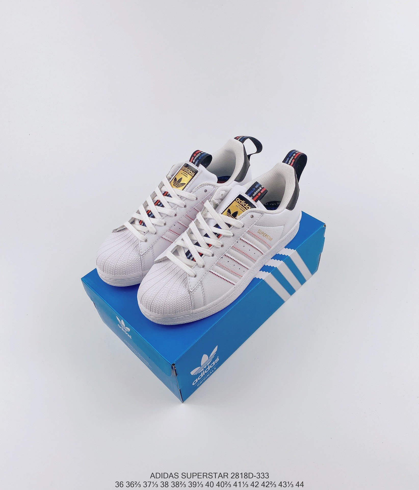 阿迪达斯adidas superstar ii"white black red"贝壳