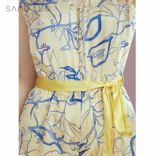 睡衣摩登印花连体裤SANGLUO桑罗秋冬休闲桑蚕丝睡衣家居服女 商品图3
