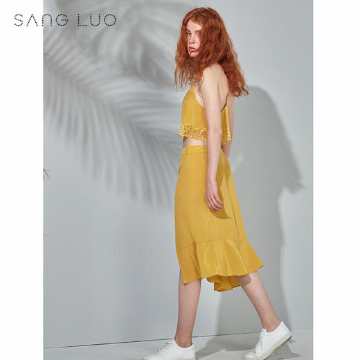 睡衣衫姜黄色吊带SANGLUO桑罗性感半身裙桑蚕丝家居服女 商品图2