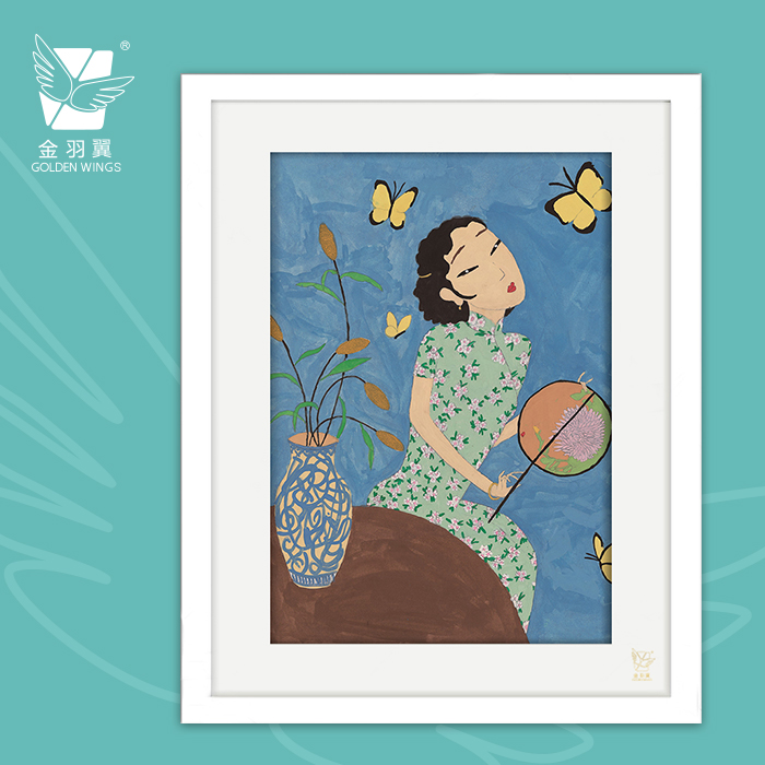 装饰画《上海女人》 金羽翼残障小艺术家手绘作品 复制画/原画