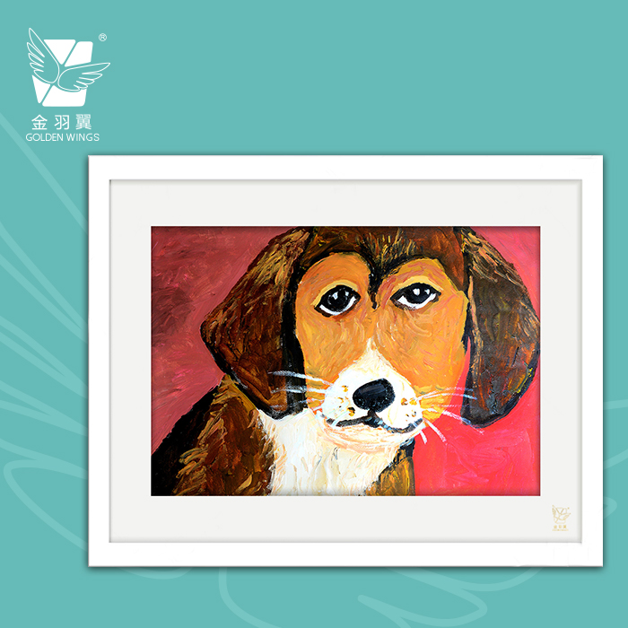 装饰画《发呆小狗》 金羽翼残障小艺术家手绘作品 复制画/原画