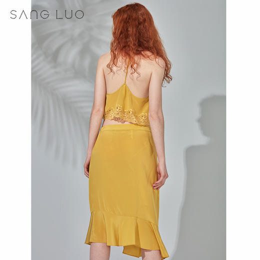 睡衣衫姜黄色吊带SANGLUO桑罗性感半身裙桑蚕丝家居服女 商品图3