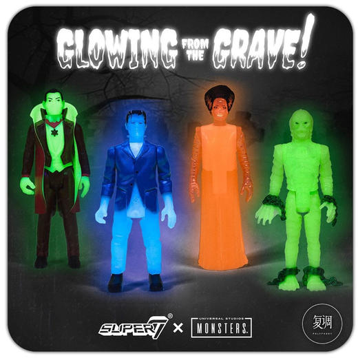 Super7 环球怪物 挂卡 Universal Monster ReAction Figure NYCC限定版 夜光版 商品图1