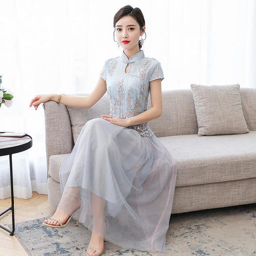 FMN-FS6738原创民族风刺绣汉服假两件连衣裙 商品图1