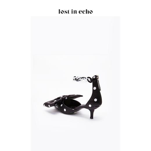 lost in echo黑色蝴蝶结波点时尚单鞋女 亚克力脚环带猫跟女鞋 商品图4