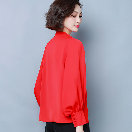 F-NL9381长袖宽松灯笼袖新款上衣雪纺衫 商品图4