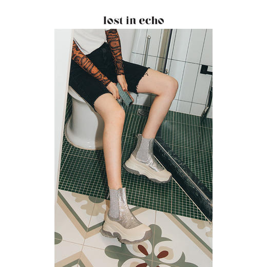 lost in echo2019秋季上新银色运动短靴女 时尚厚底切尔西运动鞋 商品图0