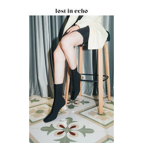 lost in echo2020秋季新款黑色飞织女靴 三角金箔水晶跟漆皮短靴女鞋