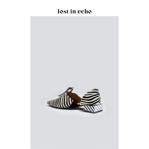 lost in echo羊皮斑马不对称饰扣薯片跟低跟平底中空单鞋女鞋 商品图4