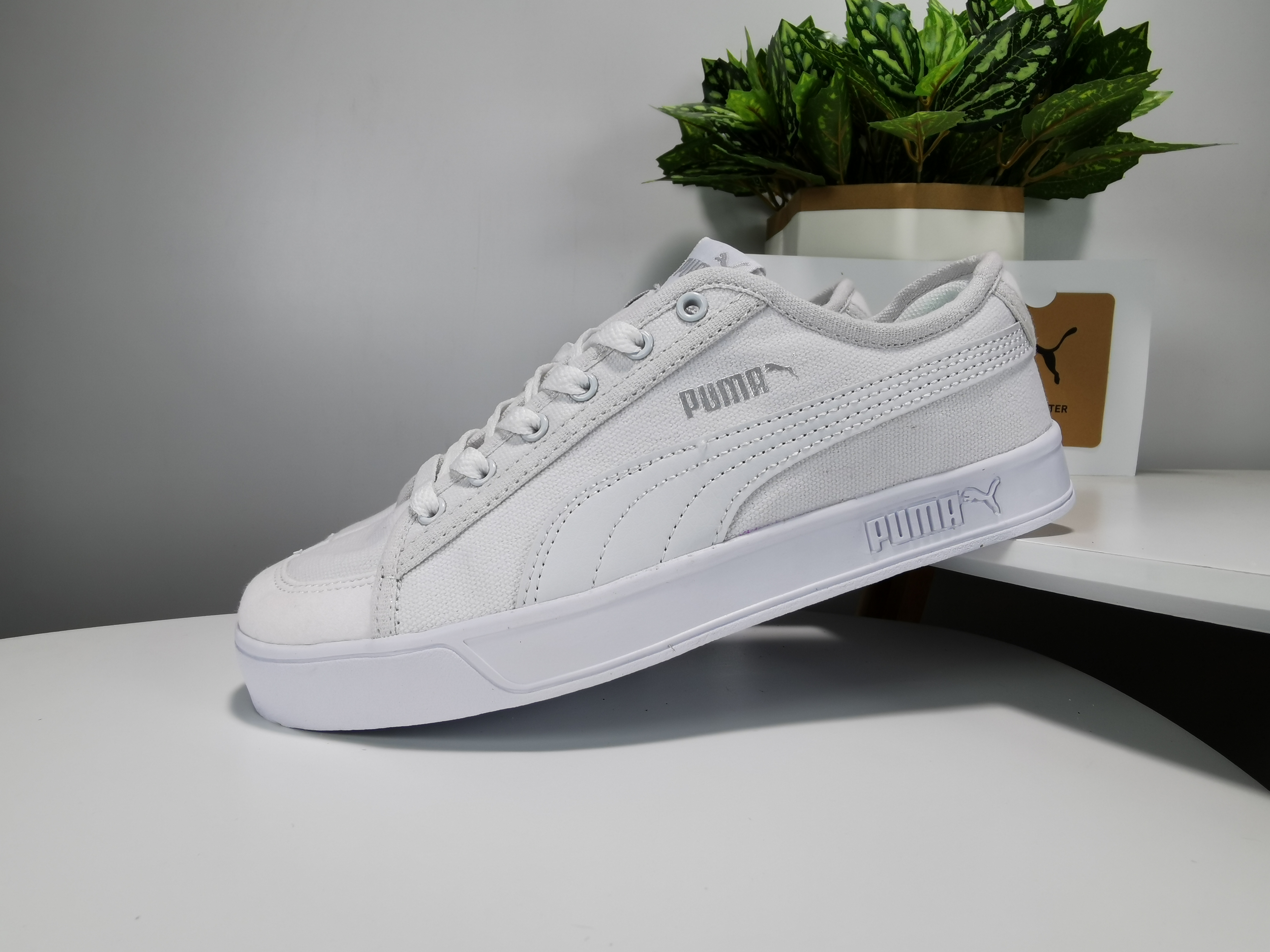 Puma-彪马开口笑 皮面 帆布SMASH VULC CV 简洁的色彩与帆布结合简洁的色彩与皮面结合