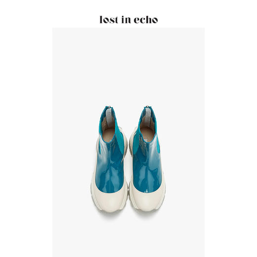 lost in echo2019秋季上新厚底切尔西运动短靴 蓝绿色时尚运动鞋拉链女靴 商品图3