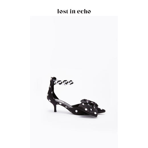 lost in echo黑色蝴蝶结波点时尚单鞋女 亚克力脚环带猫跟女鞋 商品图2