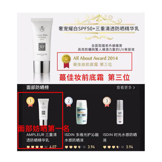 三重抗蓝光 成分控入 日本Ampleur阿芙乐尔防晒霜清爽不油腻30ml 商品图6