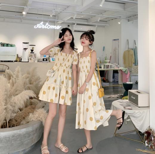 法式初恋超仙女森系波点闺蜜装连衣裙女夏显瘦木耳边长裙 商品图1