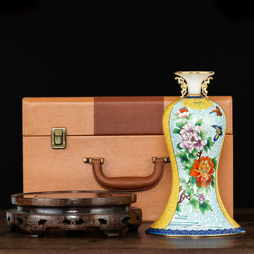 【彼达思】景泰蓝镶玉 富贵兴旺花瓶 商品图3