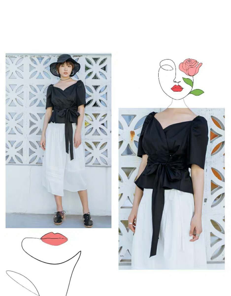 尘埃/ashdust 夏季新款宫廷风复古优雅绑带衬衫简约风