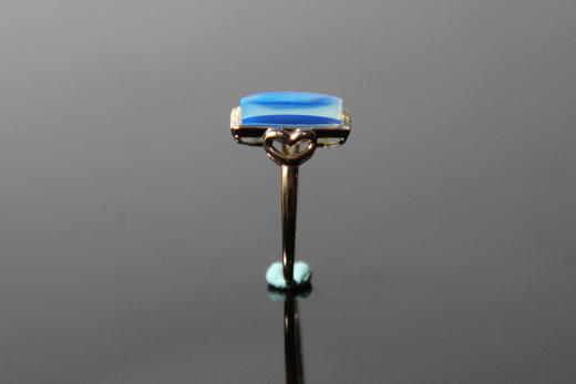 心悦·多米尼加蓝珀18K玫瑰金镶钻 方形心形 戒指 商品图4