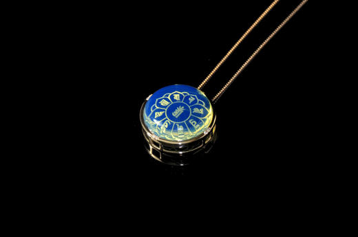 多米尼加蓝珀18K玫瑰金  简镶吊坠 准提神咒 能量系列 商品图1