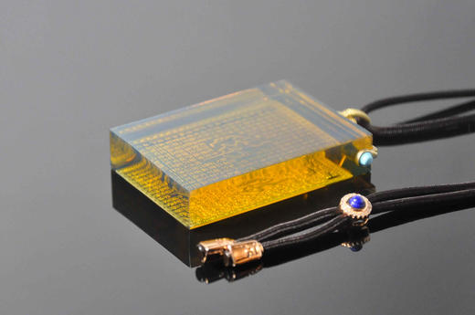 自在·心经 墨西哥蓝珀18K黄方牌心经吊坠 佛牌 商品图5