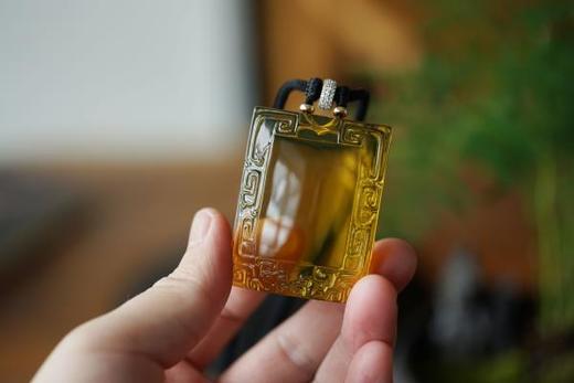 墨西哥蓝珀无事牌方牌雕件吊坠 商品图5