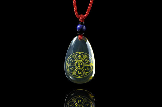 墨西哥蓝珀水滴形文殊菩萨心咒吊坠 宝宝红绳款 商品图7