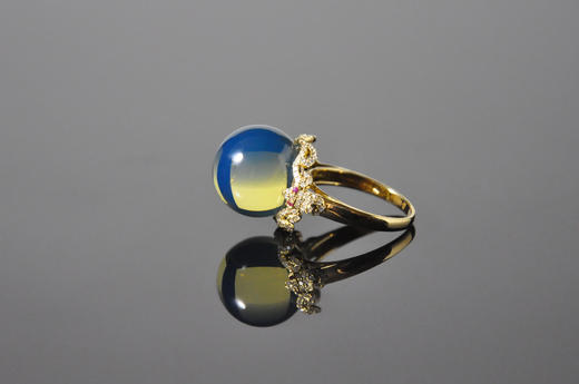 灵凤·福 墨西哥蓝珀18K黄金镶钻戒指  凤凰系列 商品图2