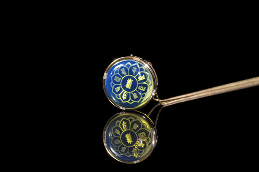 多米尼加蓝珀18K玫瑰金  简镶吊坠 准提神咒 能量系列 商品图4