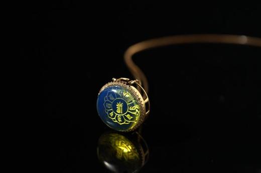 多米尼加蓝珀18K玫瑰金  满镶吊坠 准提神咒 能量系列 商品图3