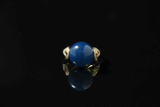 雀尾?多米尼加蓝珀18K玫瑰金镶钻戒指 商品图3