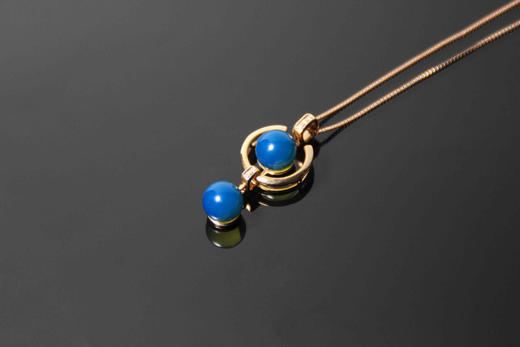 沙漏·多米尼加蓝珀18K玫瑰镶钻吊坠 商品图0