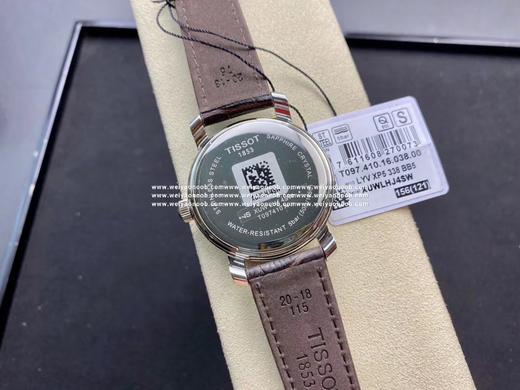 全原天梭，T097港湾系列情侣对表，简洁百搭商务表，原装瑞士ETA石英机芯，全部原装配件组装，男~40mm女～28mm表径。一表一号，三码一表，全新全套出。 商品图4