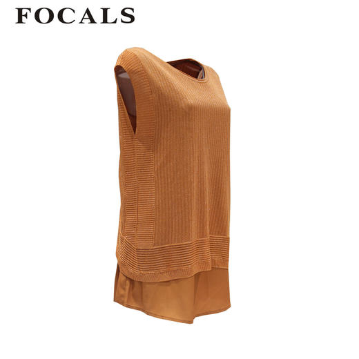 FOCALS福柯斯女装夏季新款半袖拼接针织衫YNBM13929 商品图1