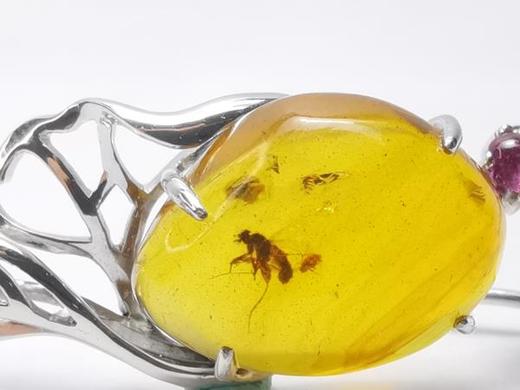 虫珀 灵 墨西哥蓝珀18K白金耳饰 收藏级 商品图3