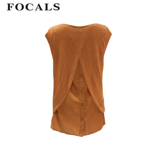 FOCALS福柯斯女装夏季新款半袖拼接针织衫YNBM13929 商品图2