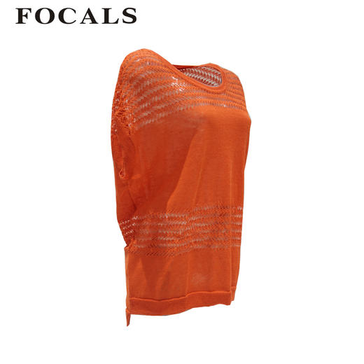 FOCALS福柯斯女装夏季新款半袖镂空针织衫YQBT357 商品图4
