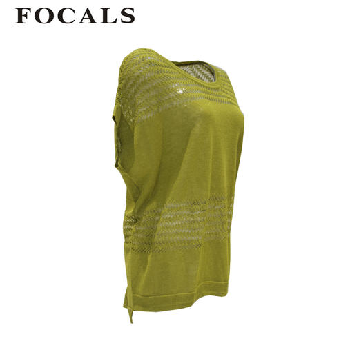 FOCALS福柯斯女装夏季新款半袖镂空针织衫YQBT357 商品图1