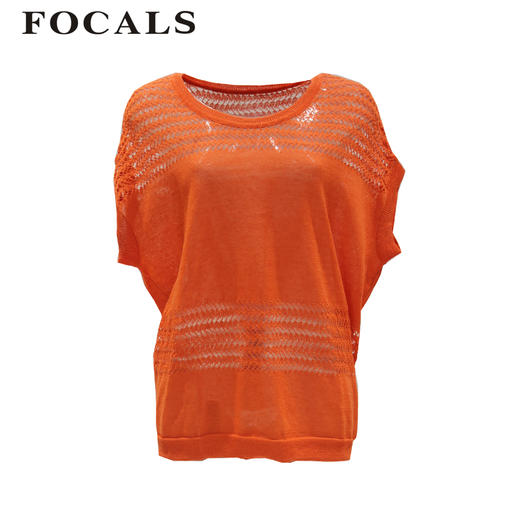 FOCALS福柯斯女装夏季新款半袖镂空针织衫YQBT357 商品图3