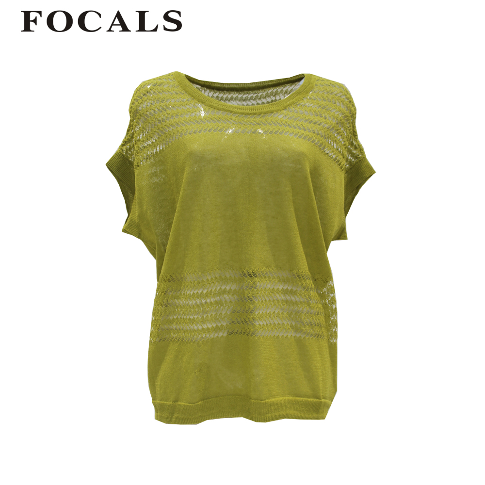 FOCALS福柯斯女装夏季新款半袖镂空针织衫YQBT357