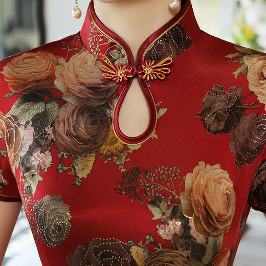 MQ-18Q332夏季新款中长款良水滴领修身大码旗袍YY 商品图4