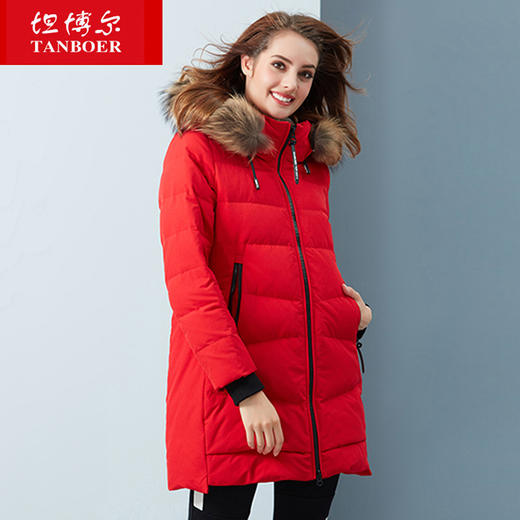 TB18658 坦博尔羽绒服女中老年大码宽松休闲妈妈款2018新款外套 商品图0