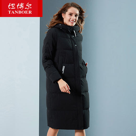 TB18776 坦博尔羽绒服女中长款过膝连帽时尚修身2018新款保暖外套 商品图0