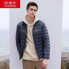 TF18129 坦博尔无帽立领拼色轻羽绒短款