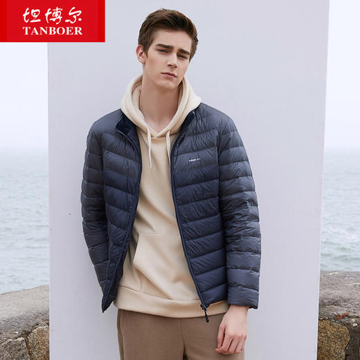 TF18129 坦博尔无帽立领拼色轻羽绒短款 商品图0