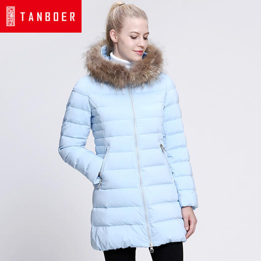 TD19678 坦博尔女中长连帽带毛领 商品图0