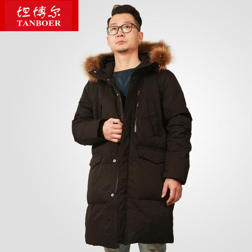 TA18715 坦博尔连帽貉毛胸袋飘带中长面包 商品图0