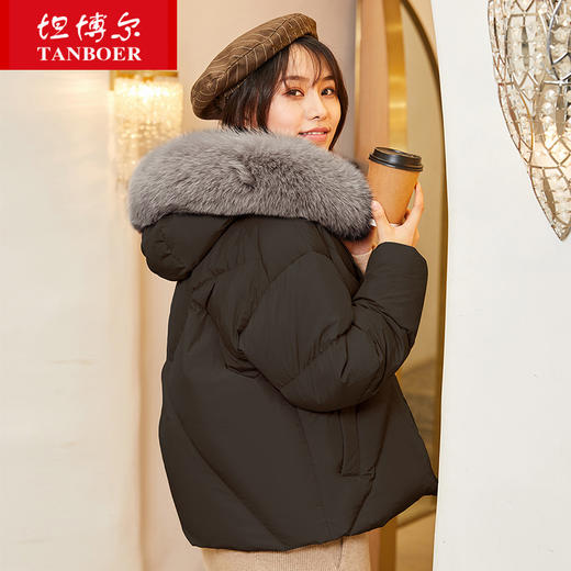 TD19118 坦博尔短款女装羽绒服2019新品冬季休闲上衣保暖毛领外套 商品图0