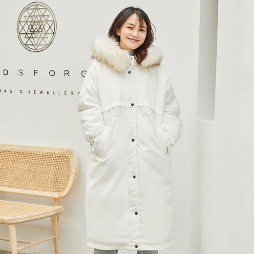 TD19170坦博尔羽绒服中长款2019新品工装大毛领羽绒服韩版外套冬 商品图2