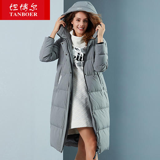 TB18776 坦博尔羽绒服女中长款过膝连帽时尚修身2018新款保暖外套 商品图2