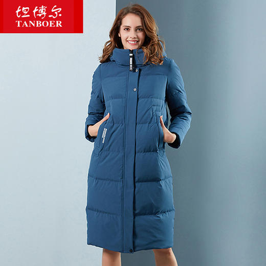 TB18776 坦博尔羽绒服女中长款过膝连帽时尚修身2018新款保暖外套 商品图1